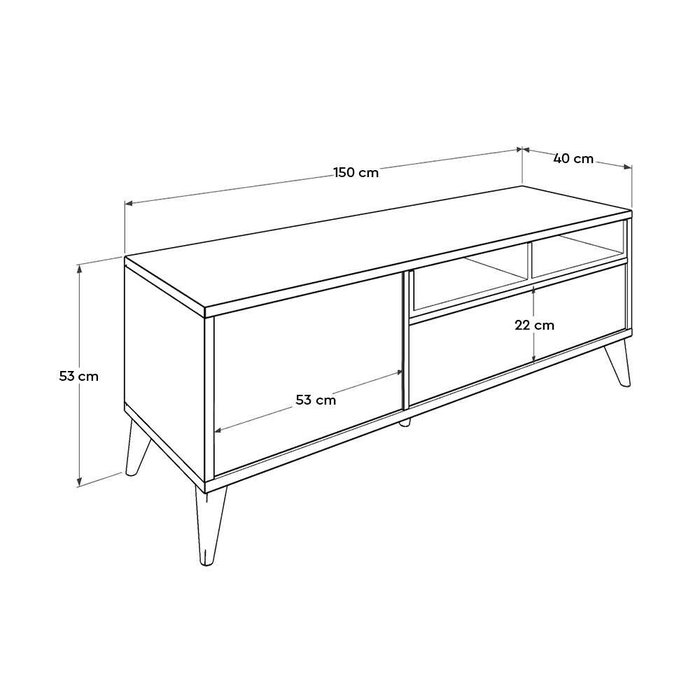 Hanah Home Soporte de TV Tvr-511-Dd-1 Blanco, Tablero de Partículas Recubierto de Melamina, Mueble Salón Elegante y Moderno con Amplio Almacenamiento